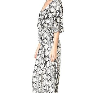 BeBop Python Print Wide Leg Jumpsuit Lines In The Sand Black & Gray Size Large